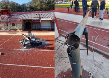 Έπεσε πυλώνας στο γήπεδο της Λευκίμμης!