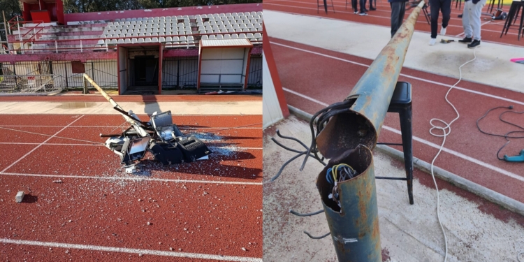 Έπεσε πυλώνας στο γήπεδο της Λευκίμμης!