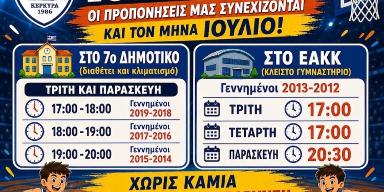 Δωρεάν οι προπονήσεις τον Ιούλιο στην Ακαδημία του Ιόνιου